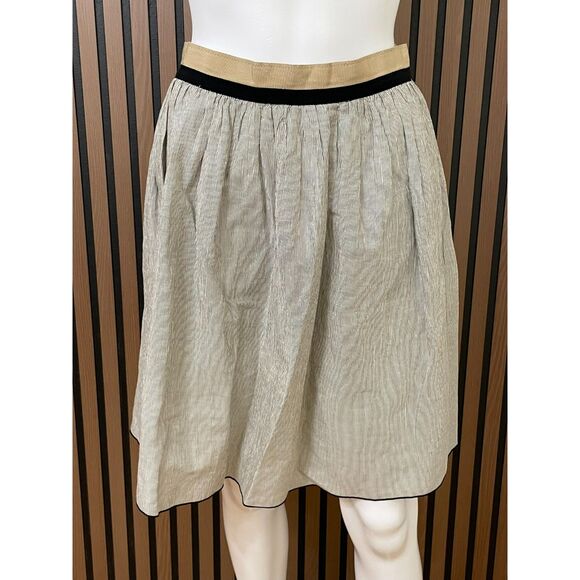 Rag & Bone Svea Women's Brown Skirt 2 Linen A-Line Striped Minimalist Career - Picture 1 of 5